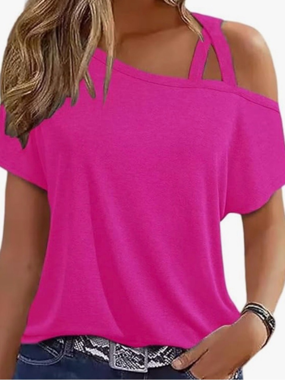 Women's Pink off the Shoulder Top